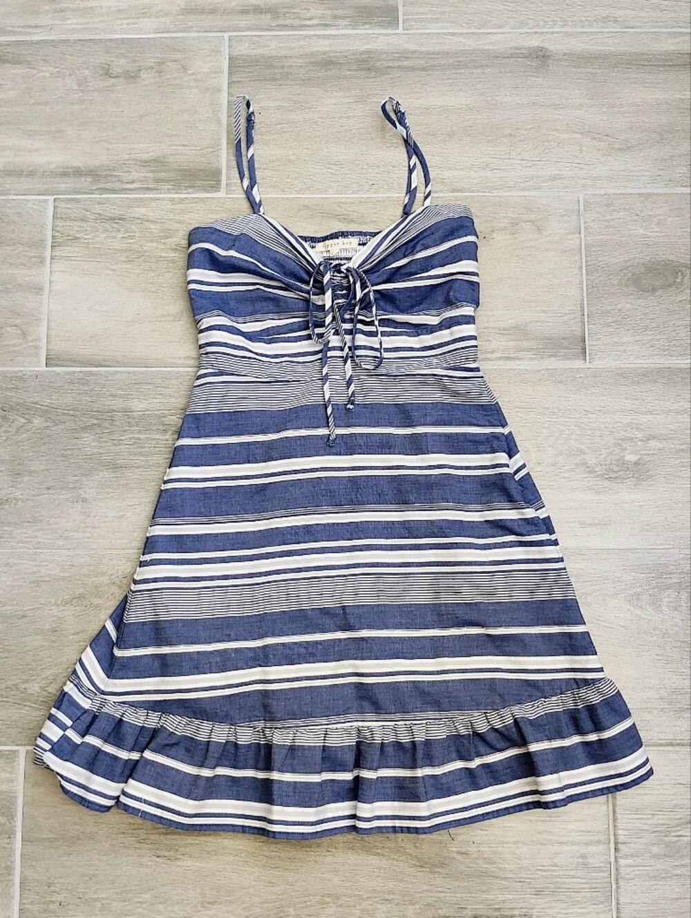 Copper Key Navy and White Striped Girls One-Piece Dress